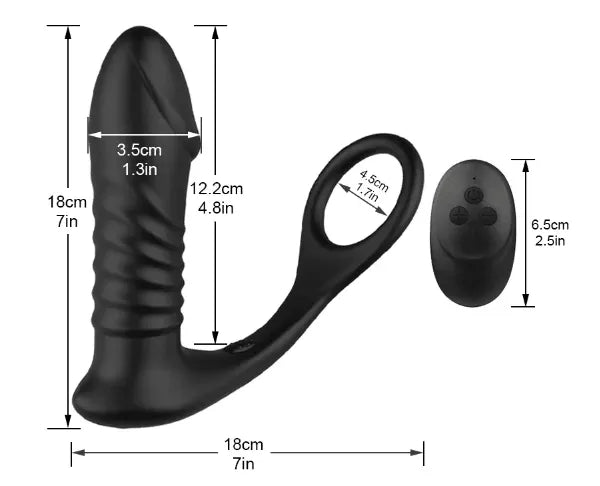 Massageador de Próstata com Anel Peniano - Vibrador Turbo Rider
