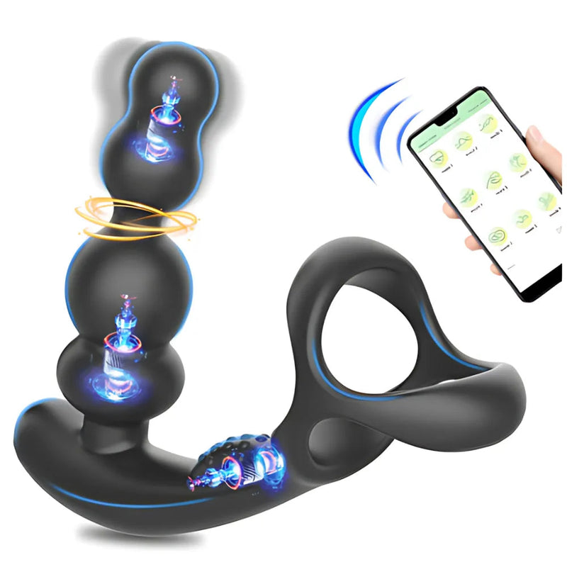 Vibrador Masculino Prostate Master - Massageador de Próstata e Períneo com Anel Peniano e com Controle Remoto e APP