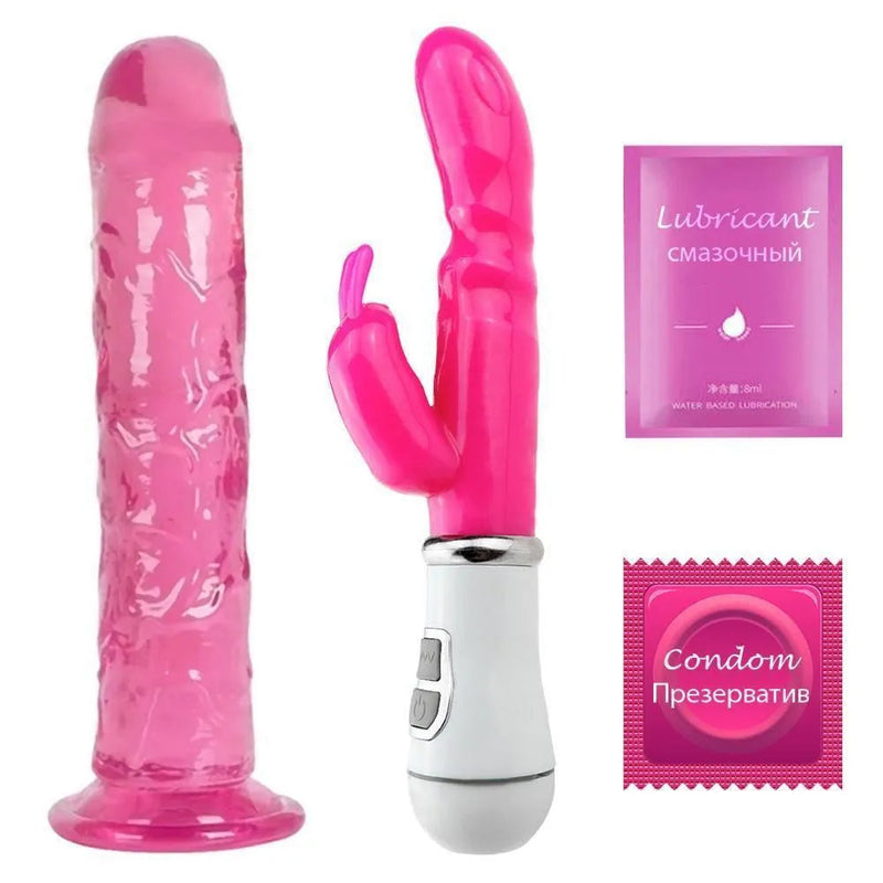 Kit Vibrador Rabbit + Consolo em Silicone Super Macio