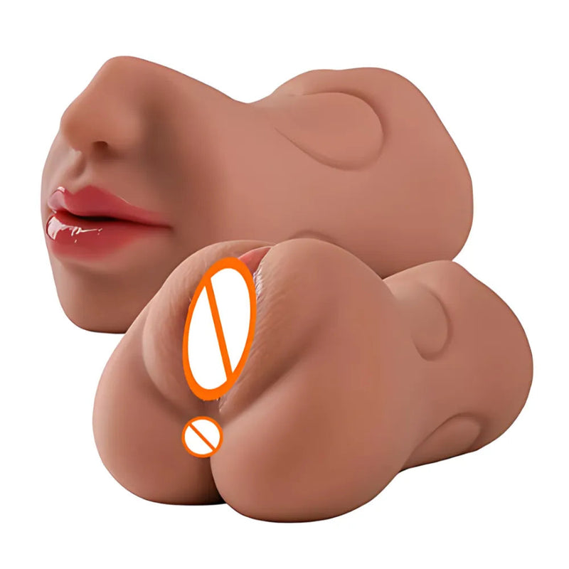 Masturbador Masculino Realístico Prazer 3D - 3 em 1: Vagina Ânus e Boca