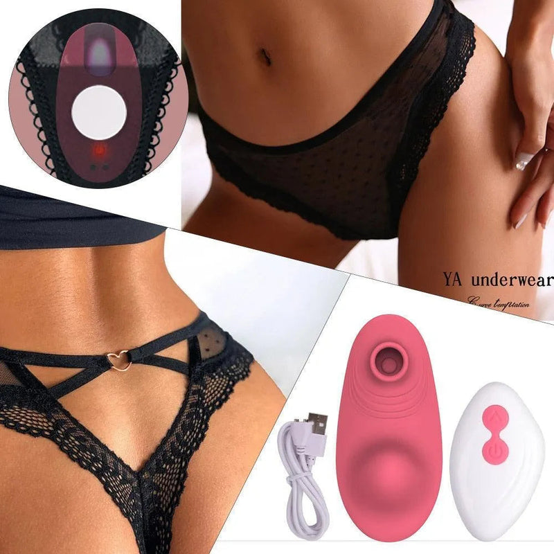 Mini Vibrador de Calcinha com Vibrações, Sugador de Clitóris & Controle Remoto a Distância