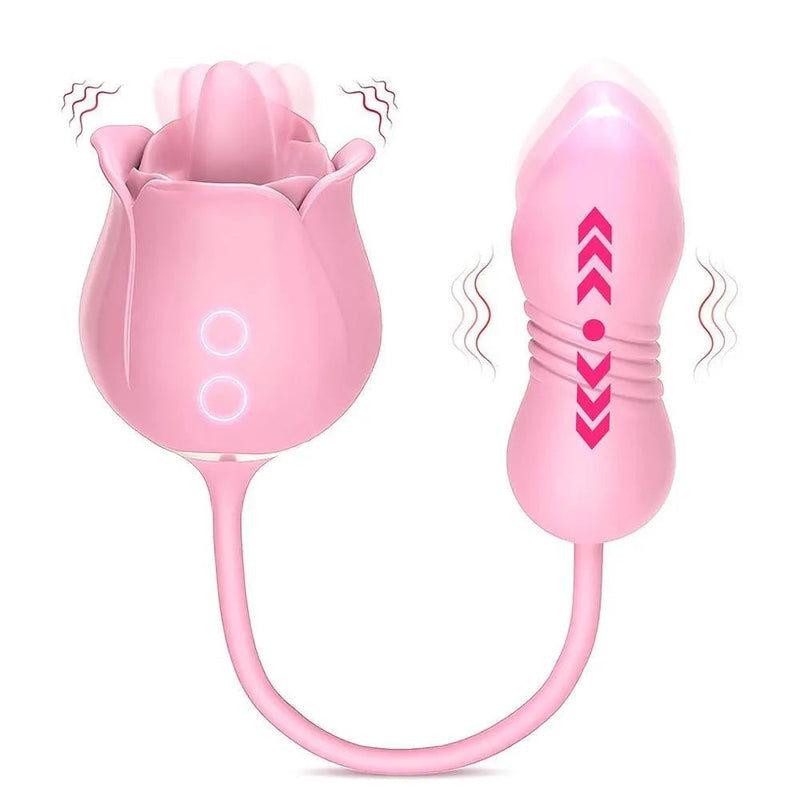 Vibrador Bullet Vai Vem e Simulador de Oral com Linguinha OU Sugador - IMMORTAL FLOWER 5 S-Hand