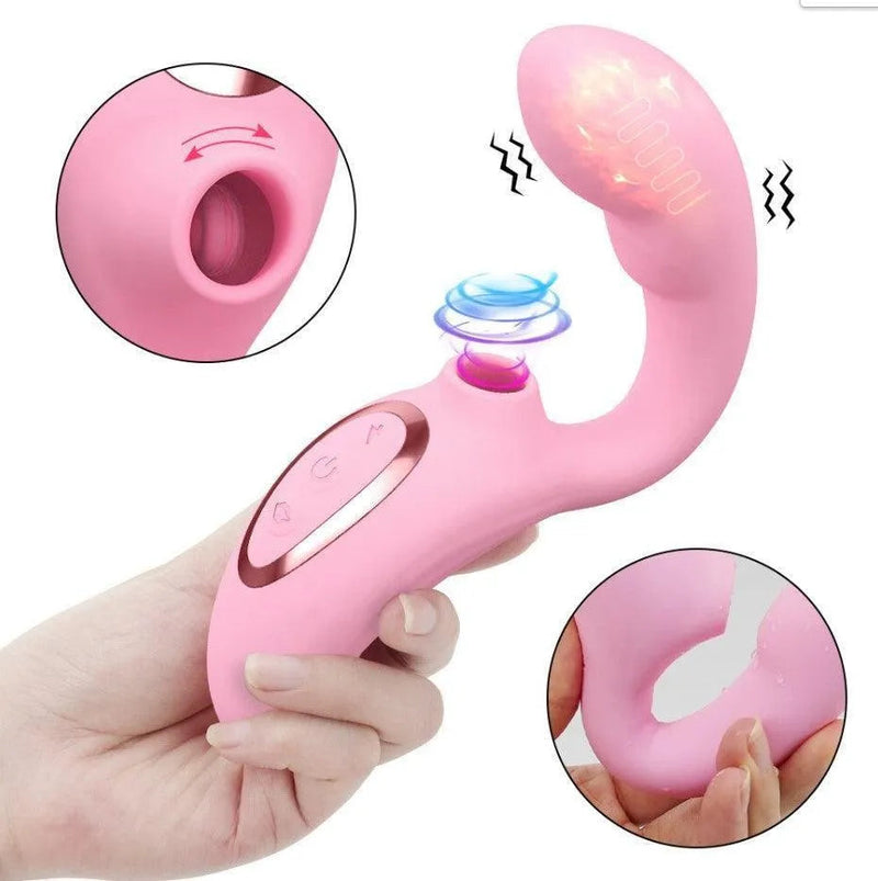 Vibrador com Estimulo no Ponto G e Sugador de Clitóris - Sunbabe