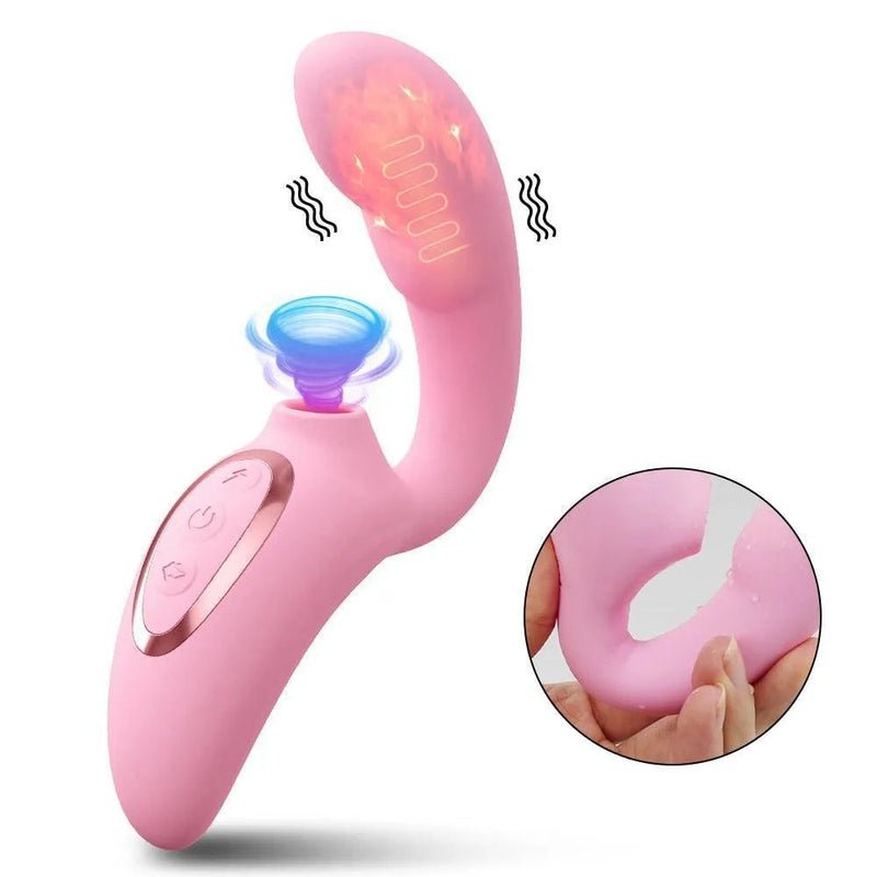 Vibrador com Estimulo no Ponto G e Sugador de Clitóris - Sunbabe
