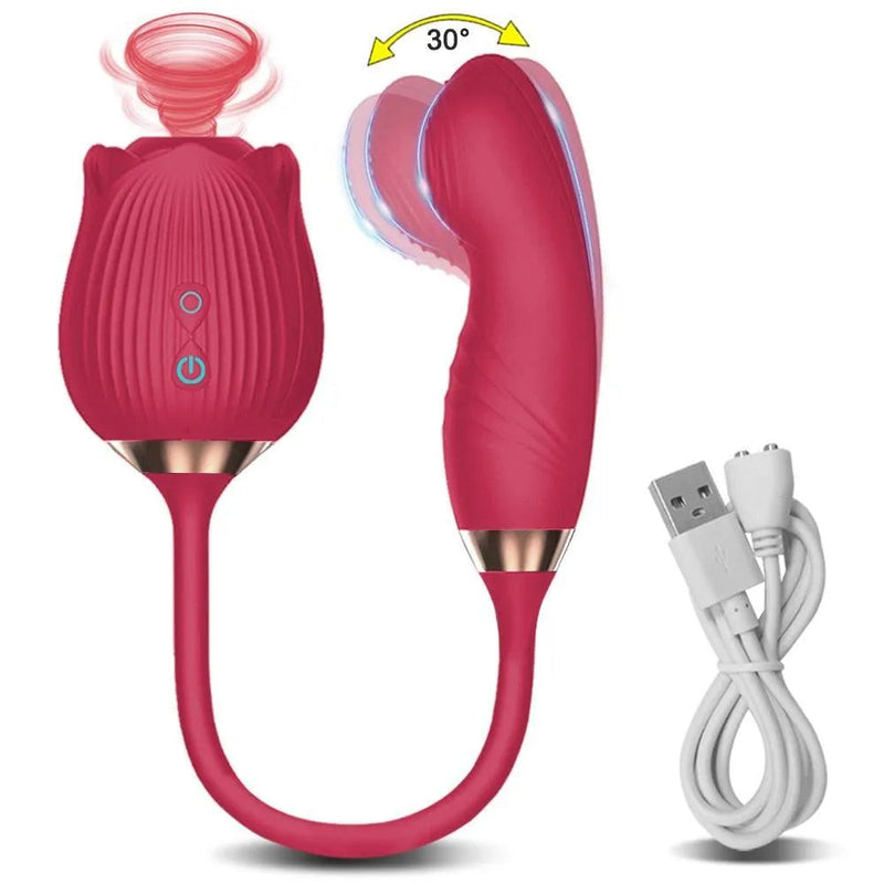 Vibrador de Rosa com Sugador de Clitóris & Estimulador de Ponto G - RoseNuo