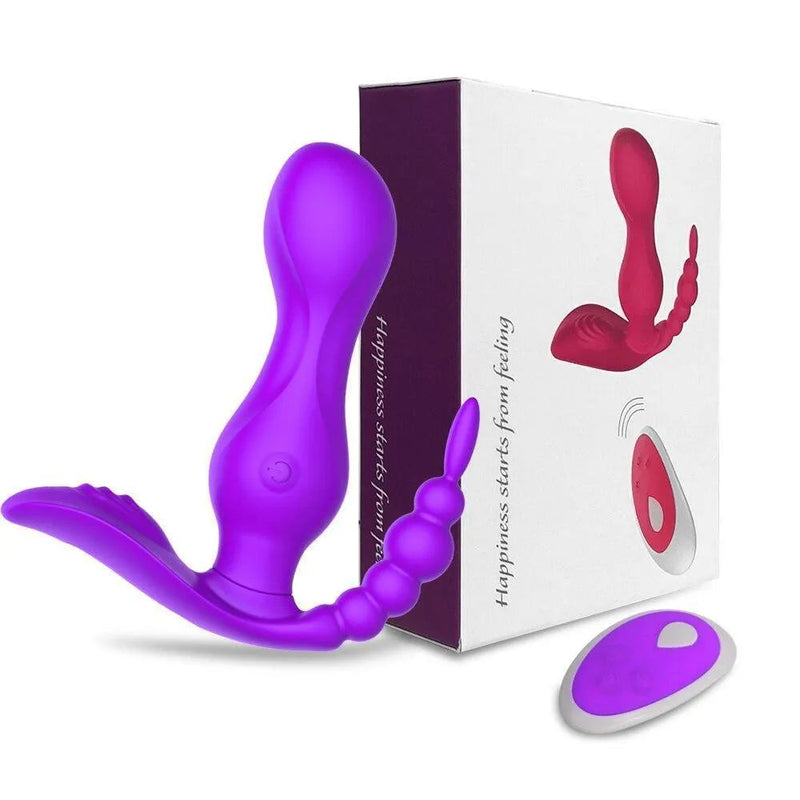 Vibrador Interno com Estimulador de Clitóris e Anus c/ Controle Remoto - RocketUp