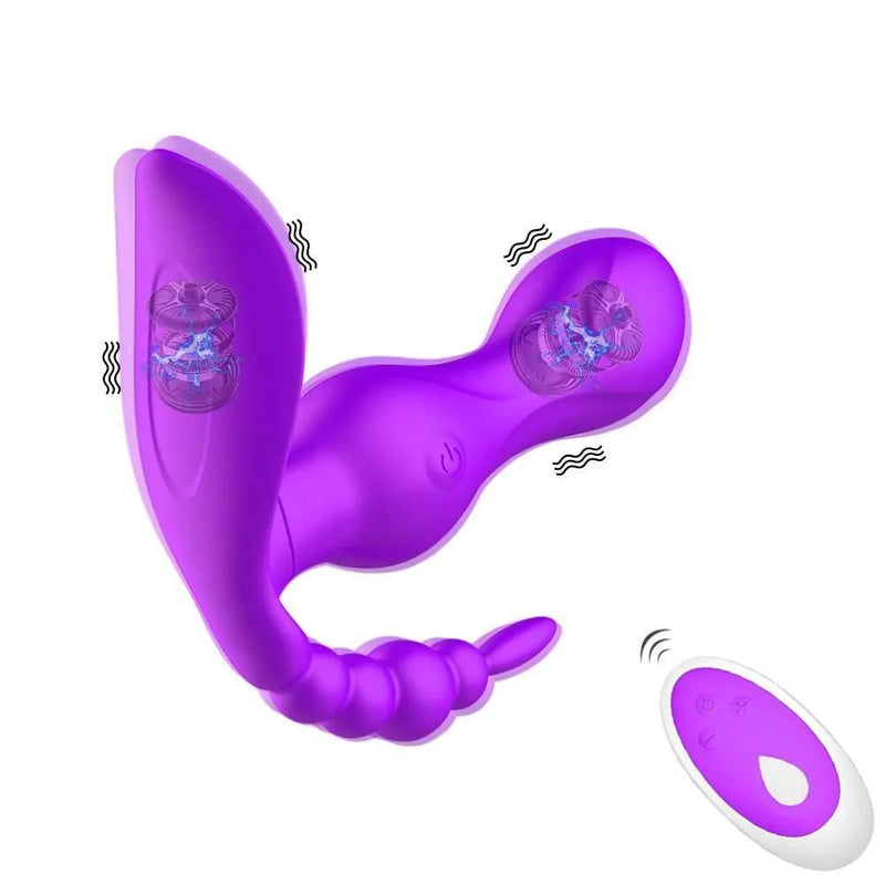 Vibrador Interno com Estimulador de Clitóris e Anus c/ Controle Remoto - RocketUp