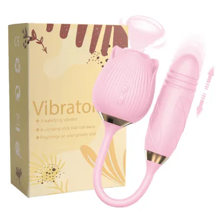 Vibrador Sexual com Sugador de Clitóris ou Língua e Bullet Vai Vem - Rose X