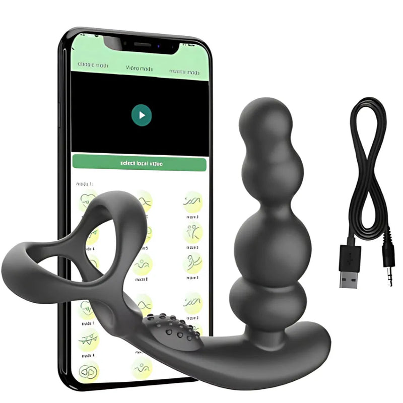 Vibrador Masculino Prostate Master - Massageador de Próstata e Períneo com Anel Peniano e com Controle Remoto e APP