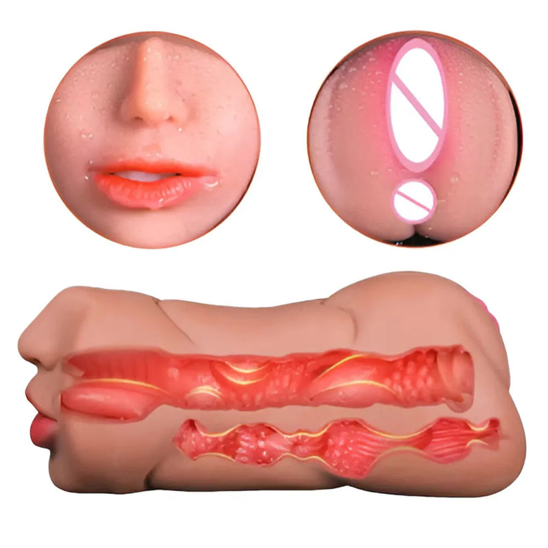 Masturbador Masculino Realístico Prazer 3D - 3 em 1: Vagina Ânus e Boca